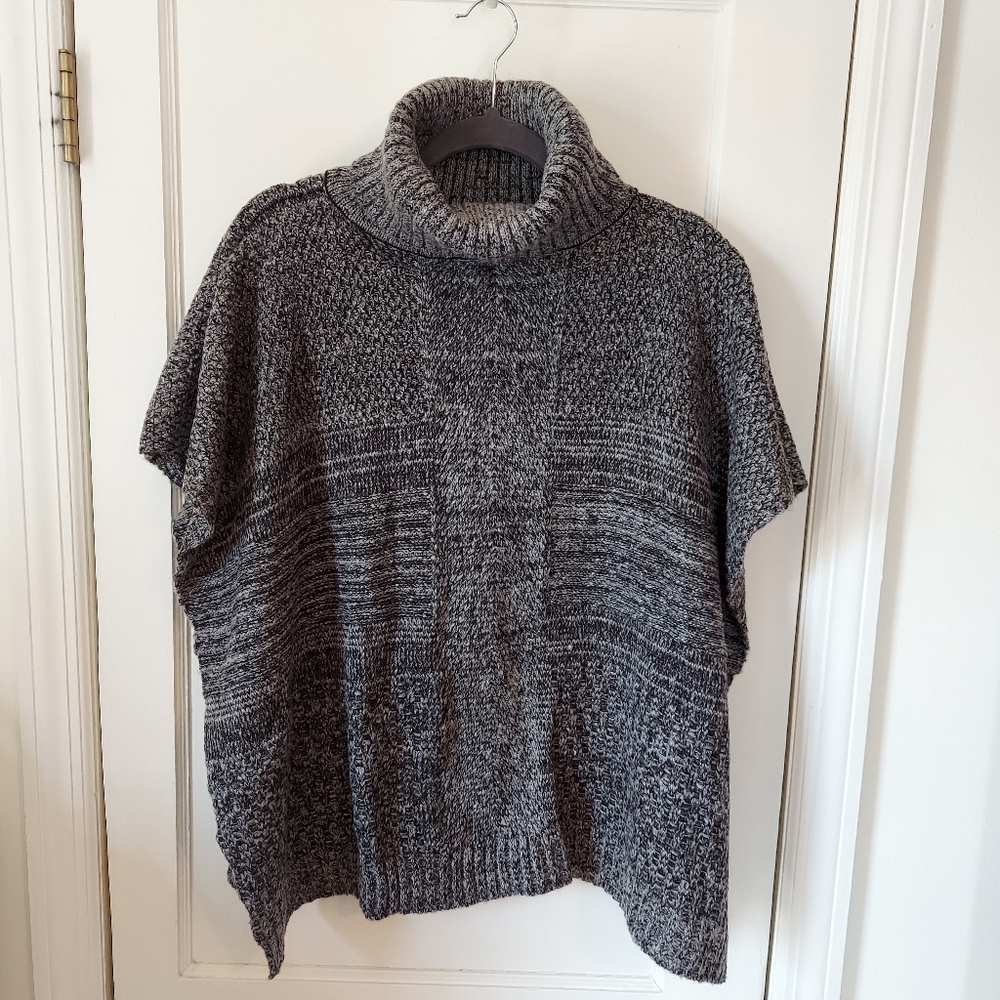 Grey Marled Knit Poncho
